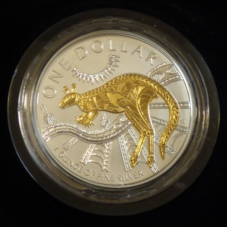 Australia 1$ Kangaroo RAM 2003 gilded silver 99.9% 1 oz (Box + CoA)