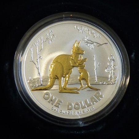 Australia 1$ Kangaroo RAM 2007 gilded silver 99.9% 1 oz (Box + CoA)
