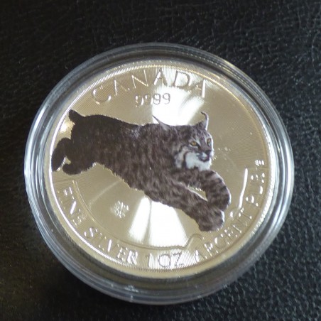 Canada 5$ Predateur Lynx 2017 coloré en argent 99.99% 1 oz