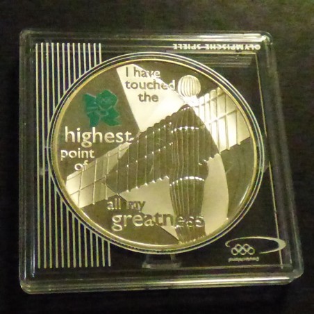 UK 5£ 2009 JO Londres Angel of the North PROOF coloré en argent 92.5% (28.3g)