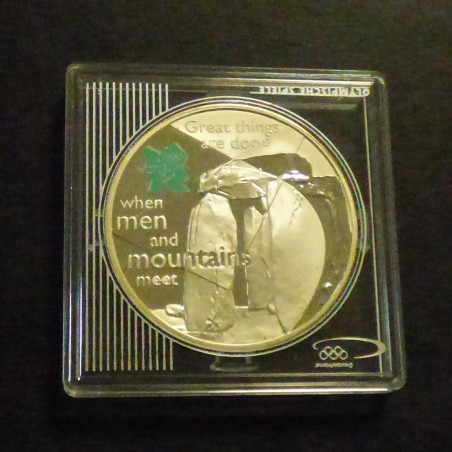 UK 5£ 2009 JO Londres Stonehenge PROOF coloré en argent 92.5% (28.3g)