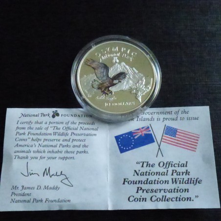 Iles Cook 10$ 1996 American Bald Eagle coloré PROOF argent 92.5% (28 g)+CoA