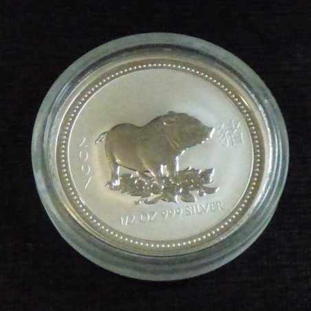 Australie 50 cents Lunar 1 Année du cochon 2007 argent 99.9% 1/2 oz