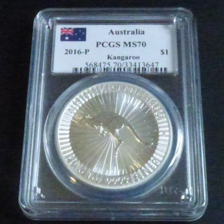 Australie 1$ Perth Kangourou 2016 MS70 argent 99.9% 1 oz