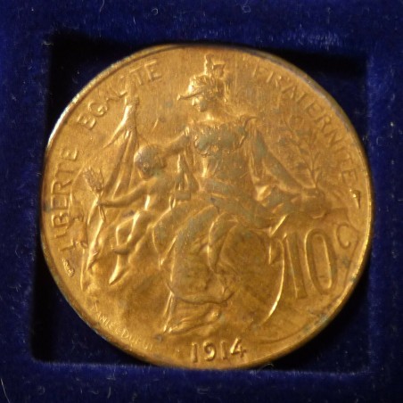France 10 centimes 1914 Bronze 10g (TTB+/SS+/VF+)