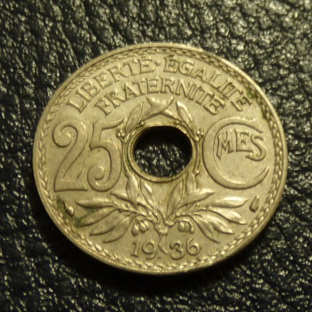 France 25 centimes 1936 Lindauer cupro-nickel 5g (TTB++)