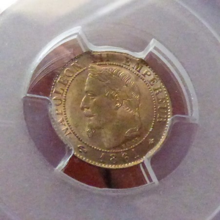 France 1 centime 1861A Bronze (1 g) MS65RD (TRES RARE)