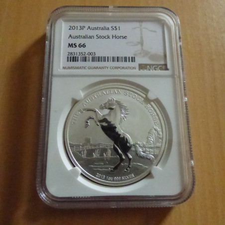 Australia 1$ Stock Horse 2013 MS66 (NGC) silver 99.9% 1 oz (RARE!!)