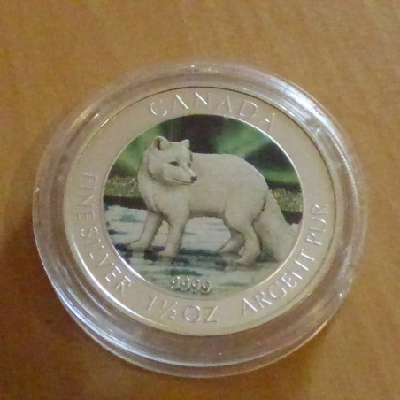 Canada 8$ Renard Arctique coloré en argent 99.99% 1.5 oz