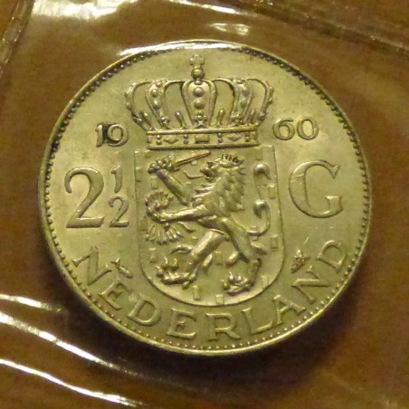 Pays Bas 2.5 Gulden 1960 Juliana SUP argent 72% (15g)