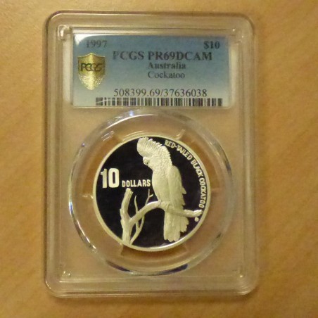 Australia 10$ Cockatoo 1997 PROOF PR69DCAM silver 92.5% (20g) RARE