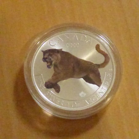 Canada 5$ Predateur Puma 2016 coloré en argent 99.99% 1 oz