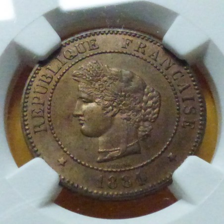 France 5 centimes Cérès 1881-A MS64 RB Bronze (5 g) RARE