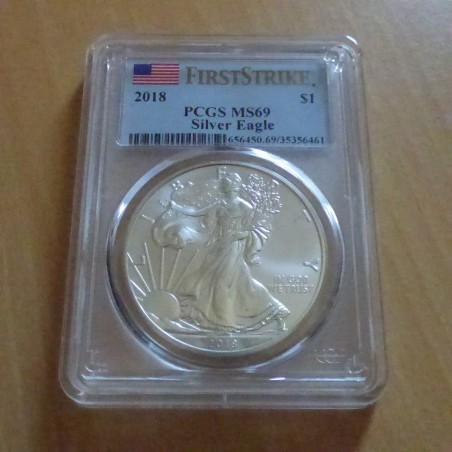 US 1$ Silver Eagle 2018 MS69 (PCGS) silver 99.9% 1 oz