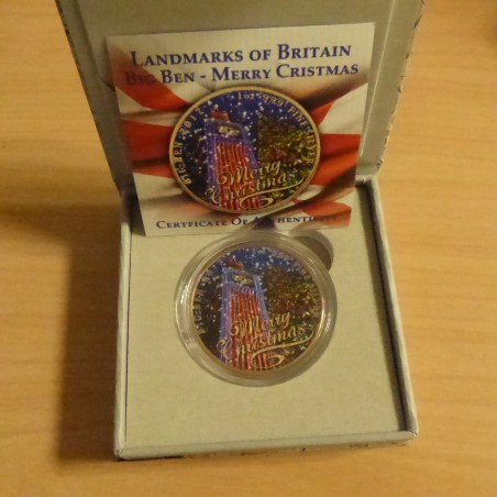 UK 2£ Landmark Big Ben 2017 Christmas gilded colored silver 99.9% 1 oz