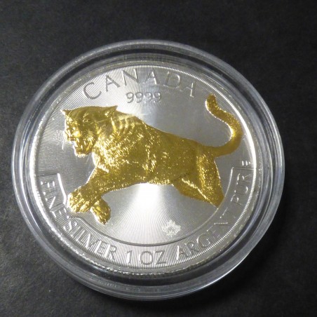 Canada 5$ Predateur Puma 2016 dorée en argent 99.99% 1 oz