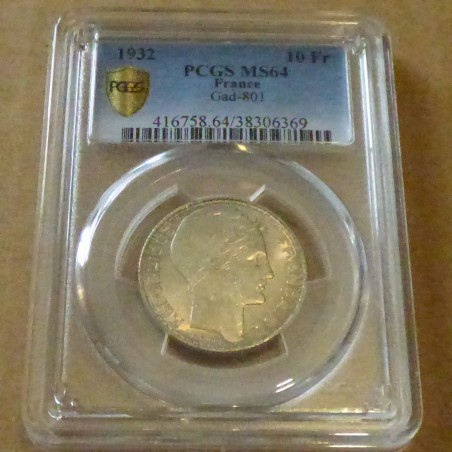 France 10 francs TURIN 1932 MS64 argent 68% (10 g) SPL+