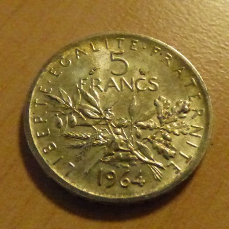 France 5 Francs Semeuse 1964 XF silver 83.5% (12 g)