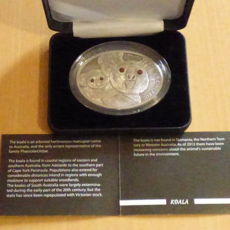 Fiji 10$ 2013 Koala 1 oz antique finish (insert Obsidian) silver 99.9%