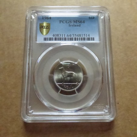 Ireland 6 pence 1964 PCGS MS64 Copper-Nickel