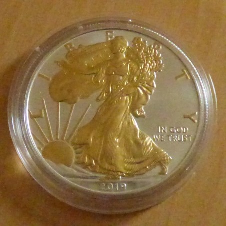 US 1$ Silver Eagle 2019 doré en argent 99.9% 1 oz