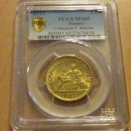 France 2 francs 1922 Chambre de Commerce MS65 Cuproaluminium 8g