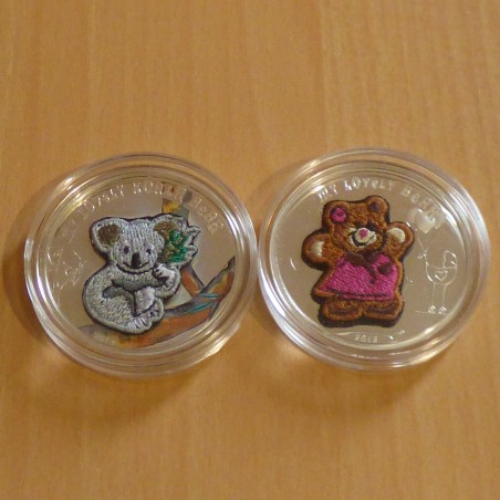 2*Palau 5$ 2012 & 2013 Lovely Koala Bear / Lovely Bear silver 92.5% 2*20g +CoAs