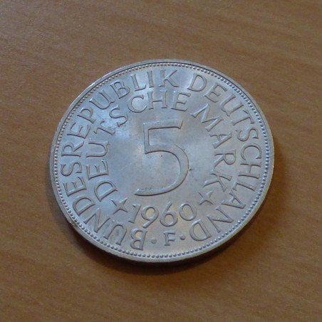 Allemagne 5 Mark 1960 F argent 62.5% (11.1 g) SUP/SUP+