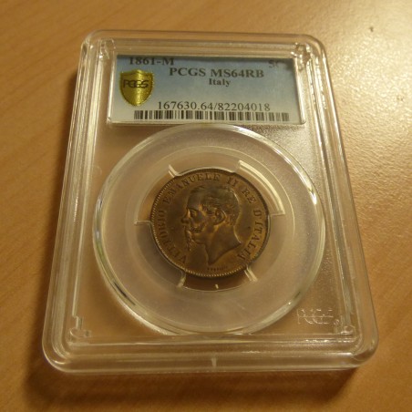 Italy 5 Centesimi 1861-M MS64RB (rare)