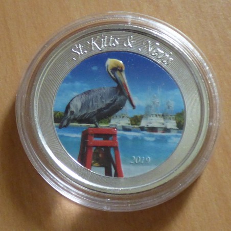 Caraïbes Orientales 2$ 2019 Pelican coloré en argent 99.9% 1 oz